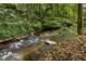 Picturesque stream flowing through a lush, wooded area, enhancing the natural beauty of the property at 275 Tynebrae Pl, Roswell, GA 30075