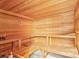 Wood sauna with wood benches and wood paneled walls and ceiling at 540 Saint James Pl, Marietta, GA 30064