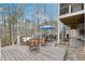 Expansive deck with outdoor seating and a serene view of the wooded backyard at 1270 Smokehouse Trl, Cumming, GA 30041