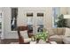 This living room has large windows, a fireplace and comfortable seating for a Gathering at 1270 Smokehouse Trl, Cumming, GA 30041