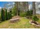 Landscaped backyard with a stone fire pit, perfect for outdoor gatherings and relaxing evenings at 4015 Embassy Way, Lilburn, GA 30047