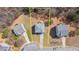 An aerial view shows this single-Gathering home is nestled on a tree-lined lot on a cul-de-sac at 2160 Liberty Hts, Fairburn, GA 30213
