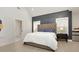 Stylish bedroom with a paneled accent wall and a comfortable upholstered bed at 4980 Wildeoak Trl, Douglasville, GA 30135