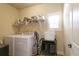 Functional laundry room with modern washer and dryer, storage shelving and natural light at 4540 Brighton View Trl, Cumming, GA 30040