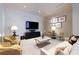Bright living room with large-screen TV, stylish seating and contemporary art at 2500 Peachtree Nw Rd # 207S, Atlanta, GA 30305