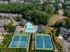 Aerial shot showcasing community pool, tennis courts, lush greenery, and well-maintained surroundings at 4406 Kendall Way, Roswell, GA 30075
