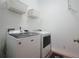Laundry room with full sized washer and dryer and wire shelving at 4406 Kendall Way, Roswell, GA 30075
