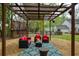 Inviting outdoor seating area with a pergola, comfortable furniture and a stylish rug for relaxation at 240 Pinebrook Way, Roswell, GA 30076