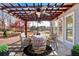 Outdoor patio area with pergola, ceiling fans, and dining set at 2445 Ridgelake Dr, Villa Rica, GA 30180