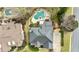 An aerial view of a charming home with a large kidney-shaped pool, landscaped yard, and well-maintained surroundings at 500 Poplar Creek Xing, Canton, GA 30114
