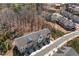 Aerial view of townhomes nestled in a community surrounded by trees and a road, offering a serene setting at 234 Retreat Ln, Canton, GA 30114