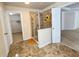 Bathroom featuring a glass shower and view into a walk-in closet and bedroom at 2921 Royston Dr, Duluth, GA 30097