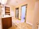 Bathroom with stone tiled floor and a glass-enclosed shower at 2921 Royston Dr, Duluth, GA 30097