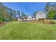 Expansive backyard showcasing the rear of the property with a stone landscaping feature at 3680 Sewell Mill Rd, Marietta, GA 30062
