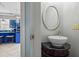 Elegant powder room with a unique vessel sink and stylish fixtures at 1768 Hood Rd, Dacula, GA 30019
