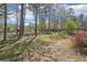 Large back yard with wooded area and split rail fence and natural landscape at 3272 Creek E Trce, Powder Springs, GA 30127