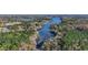 Stunning aerial view of lakefront property surrounded by lush trees and serene waters at 121 Rising Star Rd, Fayetteville, GA 30215