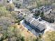 Aerial view of the townhomes, highlighting its location on the street and parking court at 1228 Church St, Decatur, GA 30030