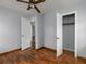 Bedroom features hardwood floors, neutral walls, and closet at 3844 Oglesby Rd, Powder Springs, GA 30127