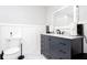 Bathroom featuring gray vanity with marble countertop, drawers and cabinets for ample storage at 4955 Day Lily Nw Way, Acworth, GA 30102