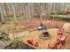 Backyard with fire pit and bench at 4057 Watkins Glen Dr, Woodstock, GA 30189