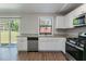 Bright kitchen featuring stainless steel appliances, light countertops, modern fixtures, and easy access to the outdoors at 5224 Sweet Air Ln, Stone Mountain, GA 30088