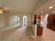 Open-concept kitchen featuring granite countertops, stainless steel appliances, and tile flooring at 3963 Lucas Ln, Ellenwood, GA 30294
