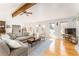 Spacious living room features vaulted ceilings and wood beam at 4162 Brownlee Dr, Tucker, GA 30084