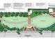 Detailed park plan showcasing spectator lawns, stage area, walkways, landscaping, and seating options at 4162 Brownlee Dr, Tucker, GA 30084