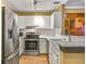 Bright kitchen features modern stainless steel appliances and white subway tile backsplash at 1101 Juniper Ne St # 922, Atlanta, GA 30309