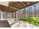 Covered patio with a view of the wooded backyard at 400 Surveyors Pt, Suwanee, GA 30024