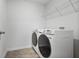 Laundry room featuring modern front load washer and dryer units at 5 Dew Drop Pt, Dallas, GA 30157