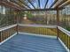 Covered back deck showing wooded view, wood pergola, grey decking, and metal railing at 2688 Kelly Cove Dr, Buford, GA 30519
