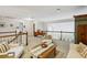 Spacious loft featuring cozy chairs, a rustic wooden coffee table, and a view of the lower level at 12 Braemore Dr, Atlanta, GA 30328