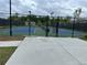 A pair of green and blue-colored tennis courts are enclosed by black fencing and tall trees at 3323 Owl Creek Pkwy, Acworth, GA 30102