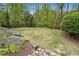 Scenic backyard with landscaped garden, lawn and mature trees at 1724 Ridge Valley Nw Ct, Atlanta, GA 30327