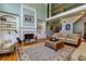Spacious living room with a fireplace and bookshelves, featuring natural light and comfortable seating at 981 Cranbrook Glen Ln, Snellville, GA 30078