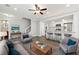Bright, open-concept living room with modern decor and seamless flow into kitchen with breakfast bar at 3465 Maple Valley Dr, Cumming, GA 30040