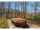 Backyard deck featuring a hot tub and wooded, private views at 9835 Trace Vly, Sandy Springs, GA 30350