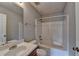 Cozy bathroom featuring a combination shower and tub unit and single sink vanity at 2892 Norfair Ne Loop, Lithonia, GA 30038