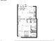 Floor plan view of the home's interior with dimensions of the living room, dining room and bedroom at 943 Peachtree Ne St # 1003, Atlanta, GA 30309
