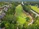 Scenic aerial of a golf course with lush fairways and sand traps at 2121 Whitekirk Nw St, Kennesaw, GA 30152