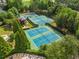 Overhead view of community tennis courts, showcasing a great amenity at 2121 Whitekirk Nw St, Kennesaw, GA 30152