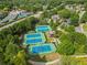 Aerial view of a tennis court area, with people, tennis courts and buildings in the distance at 2121 Whitekirk Nw St, Kennesaw, GA 30152