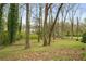 Lush backyard with mature trees, offering privacy and a serene outdoor setting at 3069 Thrasher Cir, Decatur, GA 30032