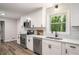 Contemporary kitchen featuring white cabinets, stainless steel appliances, and stylish backsplash tiles at 3069 Thrasher Cir, Decatur, GA 30032