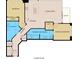 Modern floor plan featuring an open-concept living area, primary bedroom, and balcony at 855 Peachtree Ne St # 2403, Atlanta, GA 30308