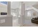 Stunning bathroom with glass shower, columns, and modern finishes at 3967 Bellingrath Main Nw, Kennesaw, GA 30144