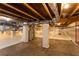 Wide view of clean crawl space featuring moisture barrier, and wrapped support pillars at 4440 Cannon Rd, Loganville, GA 30052