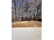 Backyard features concrete patio with lush trees in the background at 779 Harvest Brook Dr, Lawrenceville, GA 30043